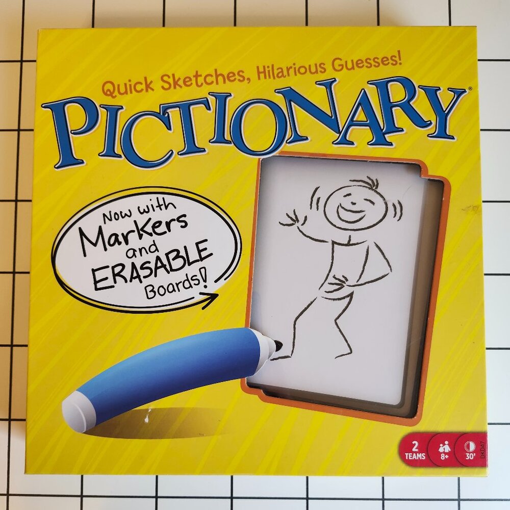 Pictionary board game by Mattel Games, ages 8+, Fun for the Whole Family!